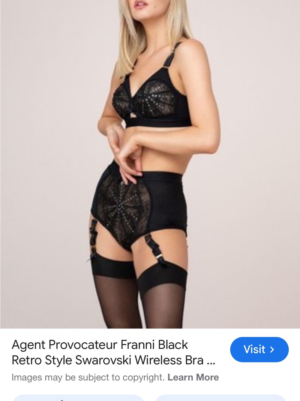 Agent Provocateur franni Black Lace Bralette, High-Waist Garter Set - Picture 3 of 12
